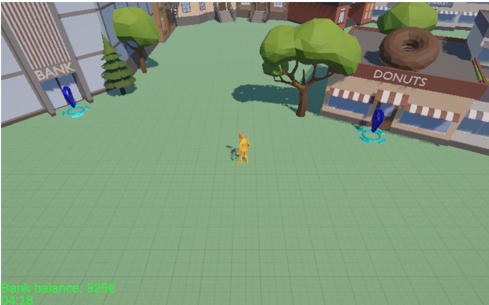 MoneyMoves 3D city and game interface
